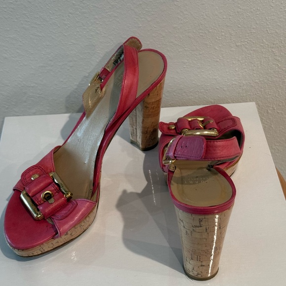 Stuart Weitzman Shoes - Stuart Weitzman Pink Cork Heel Sandals